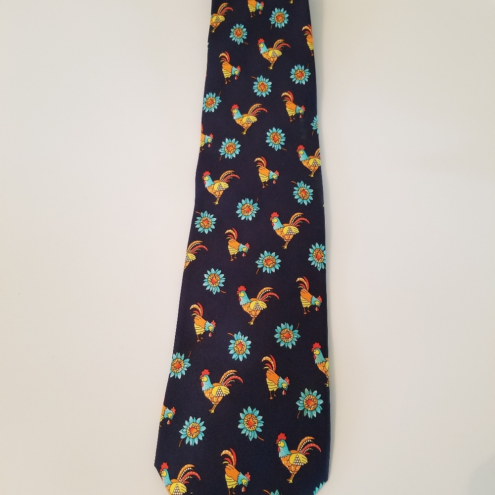 Leonard Silk tie with Roosters